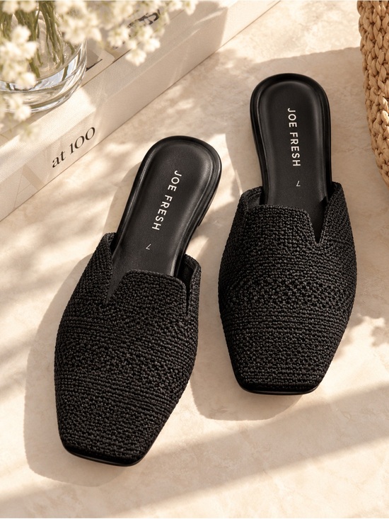 Joe Fresh Shoes - New Without Tags ~ Joe Fresh Black Knit Slip-On Mule Slides